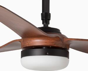 FARO BARCELONA Ventilator de tavan cu LED Punt M, silențios, DC, negru/lemn închis, Negru, Camera de zi / sufragerie, Metal, Modern