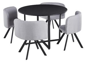 KONDELA Set de mobilier dining 1+4, negru/gri deschis, BEVAN NEW