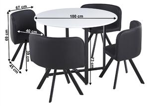 KONDELA Set de mobilier dining 1+4, alb/negru, BEVAN NEW