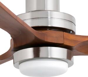 FARO BARCELONA Ventilator de tavan cu LED Lantau L, Ø 132 cm, nichel/pin închis la culoare, reglabil, Gri, Camera de zi / sufragerie, Metal
