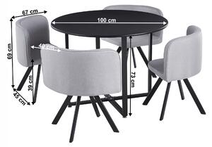 KONDELA Set de mobilier dining 1+4, negru/gri deschis, BEVAN NEW