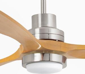 FARO BARCELONA Ventilator de tavan Lantau L LED nichel/pin deschis, reglabil, Gri, Camera de zi / sufragerie, Metal