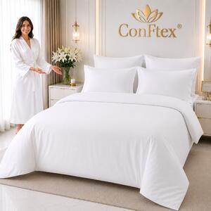 Lenjerie de pat 1 persoană Percale– albă, 100% bumbac
