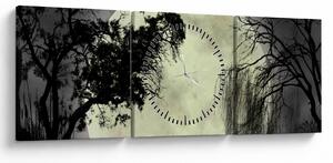 Tablou - Lună plină deasupra apei (cu ceas) (90x30 cm)
