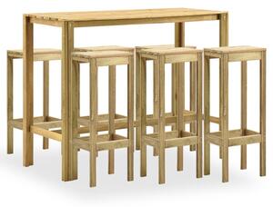 Set mobilier bar de grădină, 7 piese, lemn de pin verde tratat