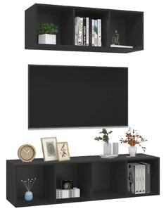 Set de dulapuri TV, 2 piese, negru, lemn prelucrat