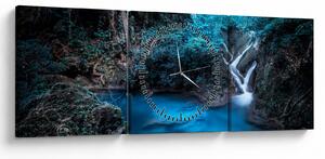 Tablou - Noaptea magică în pădurea tropicală (cu ceas) (90x30 cm)