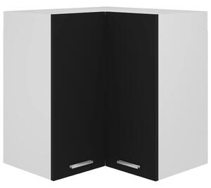 Dulap suspendat de colț, negru, 57x57x60 cm, PAL