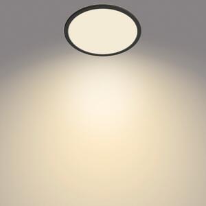 Philips Plafonieră LED SuperSlim, IP44, Ø 24,5 cm, negru, reglabil, Negru, Baie, Metal