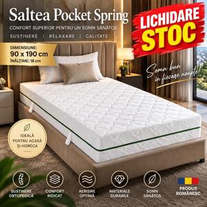 Saltea Ortopedică Pocket Spring 90x190 cm, H 18 cm
