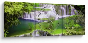 Tablou - Cascada Huay Mae Khamin, Kanchanaburi, Thailanda (cu ceas) (90x30 cm)