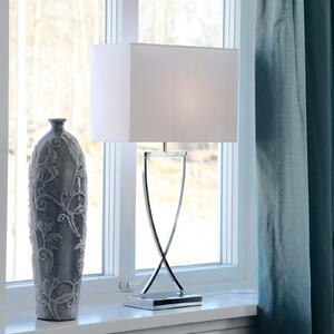 By Rydéns Lampă de masă Omega crom/alb înălțime 69cm, Metalic, Camera de zi / sufragerie, Țesătură / Textil, Modern