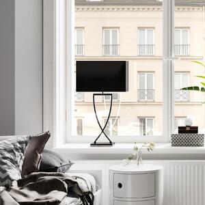 By Rydéns Lampă de masă Omega crom/negru înălțime 69cm, Metalic, Camera de zi / sufragerie, Țesătură / Textil, Modern