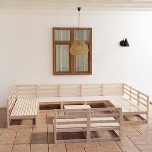 Set mobilier de grădină, 12 piese, lemn masiv de pin