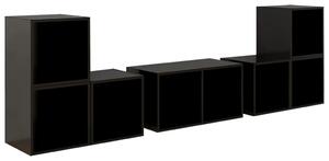 Set de dulapuri TV, 6 piese, negru extralucios, lemn prelucrat