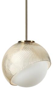 IDEAL LUX Lampă suspendată Bloom, Ø 12 cm, alamă, metal/sticlă, Auriu / Alamă, Camera de zi / sufragerie, Metal, Modern