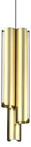 IDEAL LUX Lampă suspendată LED Dorica, alamă, Ø 9 cm, metal, 3 becuri, reglabil, Auriu / Alamă, Camera de zi / sufragerie, Aluminiu, Modern