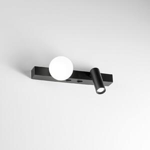 IDEAL LUX Aplică LED Binomi, negru, lățime 22 cm, 2 becuri, Negru, Camera de zi / sufragerie, Metal, Modern, Spot de perete