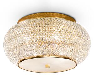 IDEAL LUX Plafonieră Pasha, auriu/transparent, Ø 40 cm, sticlă, reglabil, Auriu / Alamă, Camera de zi / sufragerie, Sticlă