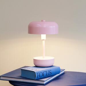 Dyberg Larsen Lampă de masă LED reîncărcabilă Haipot, roz, dimabil, reglabil, Roz / Rosé, Camera de zi / sufragerie, Metal, Modern