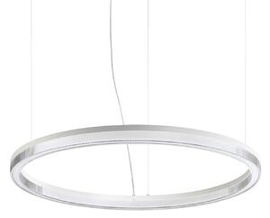IDEAL LUX Lampă suspendată LED Crown, Ø 80 cm, albă, metal, Alb, Camera de zi / sufragerie, Metal, Modern