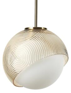 IDEAL LUX Lampă suspendată Bloom, Ø 22 cm, alamă, metal/sticlă, reglabil, Auriu / Alamă, Camera de zi / sufragerie, Metal, Modern