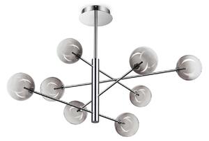 IDEAL LUX Lampă suspendată Equinoxe, crom/gri fumuriu, cu 8 becuri, Crom, Camera de zi / sufragerie, Metal