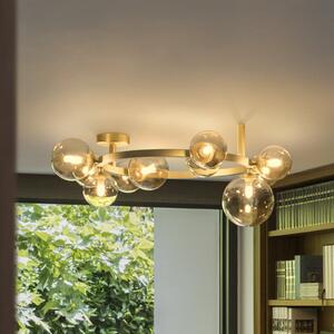 IDEAL LUX Plafonieră Perlage, alamă/chihlimbar, lungime 70 cm, 10 becuri, Auriu / Alamă, Camera de zi / sufragerie, Metal