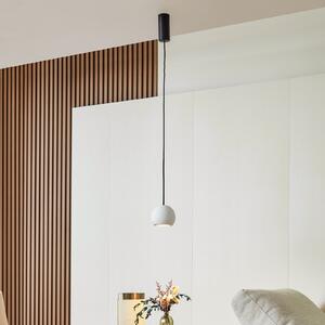 Lucande lampă suspendată LED Darkorin, alb, rotund, gips, Ø 12 cm, Alb, Camera de zi / sufragerie, Tencuială / Argilă, Design