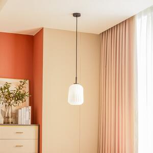 Lucande Suspensie Lirien, negru, sticlă, Ø 20 cm, reglabil, Alb, Camera de zi / sufragerie, Metal, Modern