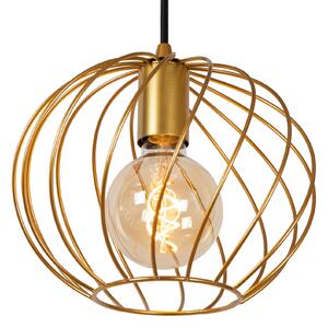 Lucide Danza lampă suspendată, 1 bec, Ø 25 cm, auriu, reglabil, Auriu / Alamă, Camera de zi / sufragerie, Metal, Modern