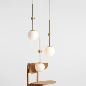 ALDEX Lampa suspendată Joel, rondel alamă/alb, 3 becuri, reglabil, Auriu / Alamă, Camera de zi / sufragerie, Metal