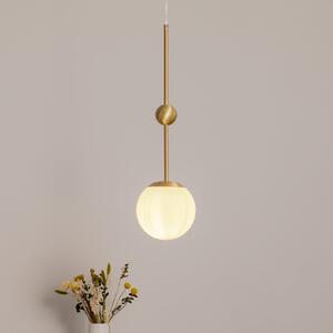 ALDEX Lampa suspendată Joel, alamă/alb, 1 bec, reglabil, Auriu / Alamă, Camera de zi / sufragerie, Sticlă