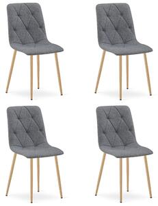 Set 4 Scaune Bucatarie/Dining Fido Material Textil Gri Inchis Picioare Finisaj Lemn