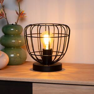 Lucide Filox lampă de masă cu abajur colivie, negru, Negru, Camera de zi / sufragerie, Metal, Vintage