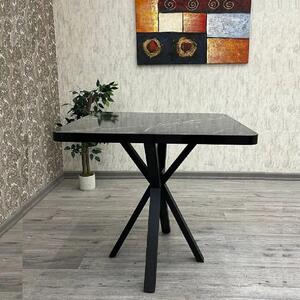 Masa de bucatarie din MDF patrat, marmorat negru, texturata, Homs 80x80x75 cm