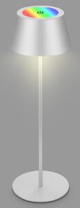 Briloner Kiki LED lampă de masă reîncărcabilă, crom mat, IP44, 3.000 K, RGBW, Gri, Metal, Modern