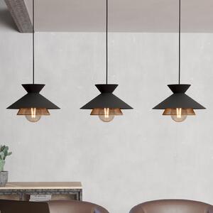 EGLO Grizedale lampă suspendată 3 becuri negru/alamă, reglabil, Negru, Camera de zi / sufragerie, Metal