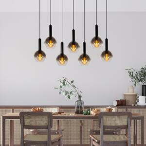 Lucide Marius lampă suspendată, negru, 7 becuri, reglabil, Negru, Camera de zi / sufragerie, Sticlă, Modern