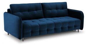 Canapea extensibila Scaleta cu 3 locuri, tapiterie din catifea si picioare din metal negru, albastru royal