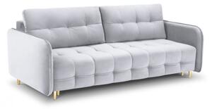 Canapea extensibila Scaleta cu 3 locuri, tapiterie din catifea si picioare din metal auriu, argintiu