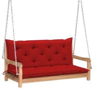 Balansoar cu pernă roșie, 120 cm, lemn masiv de tec