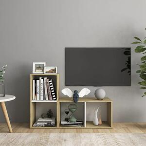 Dulap TV 2 buc alb/stejar Sonoma 72x35x36,5 cm, lemn prelucrat
