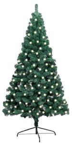 Jumătate Brad de Crăciun artificial LED&suport verde 120cm PVC