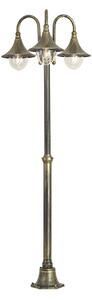 Felinar clasic de exterior negru cu auriu antic 200cm 3 lumini IP44 - Daphne