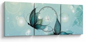 Tablou - Fluturi albaștri (cu ceas) (90x30 cm)