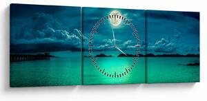 Tablou - Luna plină deasupra apei (cu ceas) (90x30 cm)