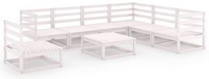 Set mobilier relaxare de grădină 8 piese alb lemn masiv de pin