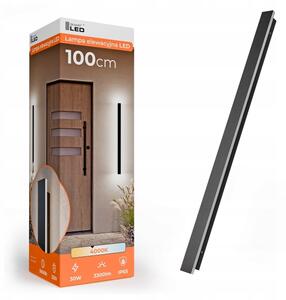 Aplică de perete pentru exterior LED/30W/230V 100 cm IP65 neagră
