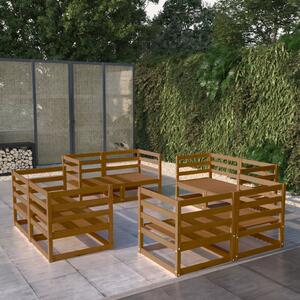 Set mobilier de grădină, 8 piese, maro miere, lemn masiv pin